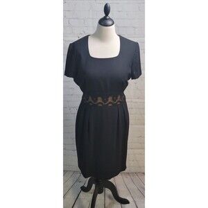 Vintage Donna Morgan Petite Formal Knee Length Black Dress size 10P Back Zip